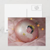 Ouderwetse roze Kerstmissnuisterij Feestdagenkaart (Voorkant / Achterkant)