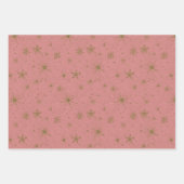 Ouderwetse Roze Kerstscène Inpakpapier Vel (Voorkant 2)