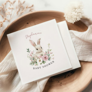 Ouderwetse Roze Konijn Meisje Baby Shower Servet