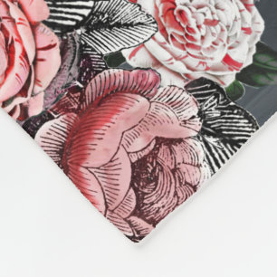 Ouderwetse roze paarse en grijze patroon fleece deken