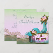 Ouderwetse Roze Parels Roze Bruidsdouche Kaart (Voorkant / Achterkant)