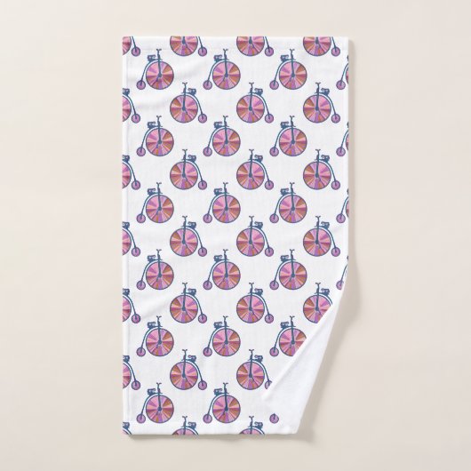  ouderwetse roze Penny Farthing Pattern Bad Handdoek (Handdoek)