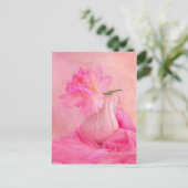 Ouderwetse Roze Pioen Postkaart (Staand voorkant)