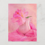 Ouderwetse Roze Pioen Postkaart (Voorkant)