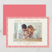 Ouderwetse Roze Rood Bloem Foto Valentijnsdag Feestdagenkaart (Voorkant / Achterkant)