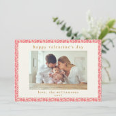 Ouderwetse Roze Rood Bloem Foto Valentijnsdag Feestdagenkaart (Staand voorkant)