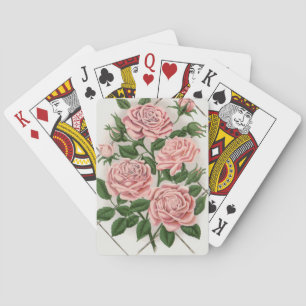 Ouderwetse Roze Roos Botanische Cottagecore Kunst Pokerkaarten