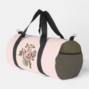 Ouderwetse Roze Roos Folk Art Botanische Bloemboek Plunjezak