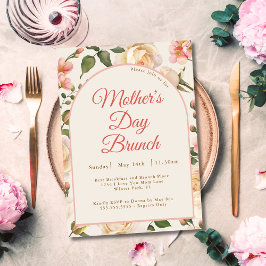 Ouderwetse Roze Roze Bloemen Moedersdag Brunch Kaart