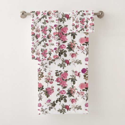 Ouderwetse Roze Rozen Bad Handdoek (Insitu)