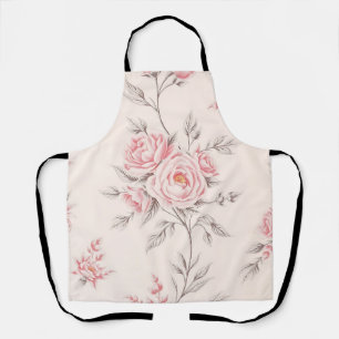 Ouderwetse Roze Rozen Bloempatroon Schort