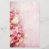 Ouderwetse Roze Rozen Briefpapier (Achterkant)
