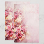 Ouderwetse Roze Rozen Briefpapier (Voorkant / Achterkant)
