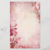 Ouderwetse Roze Rozen Briefpapier (Achterkant)
