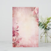 Ouderwetse Roze Rozen Briefpapier (Staand voorkant)