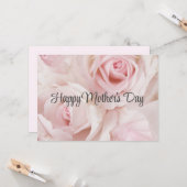 Ouderwetse Roze Rozen Elegante Boeket Moederdag Kaart (Voorkant / Achterkant in situ)