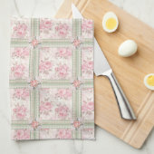 Ouderwetse Roze Rozen Patchwork Theedoek (Quarter Fold)