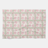 Ouderwetse Roze Rozen Patchwork Theedoek (Horizontaal)