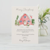 Ouderwetse Roze Script Dorp Niet-Foto Kerstmis Feestdagenkaart (Staand voorkant)