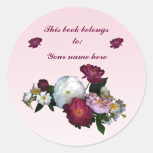 Ouderwetse Rozen Bookplate Ronde Sticker