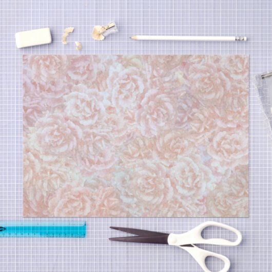 Ouderwetse rozen in crème - bloemmotief tissuepapier (Craft)