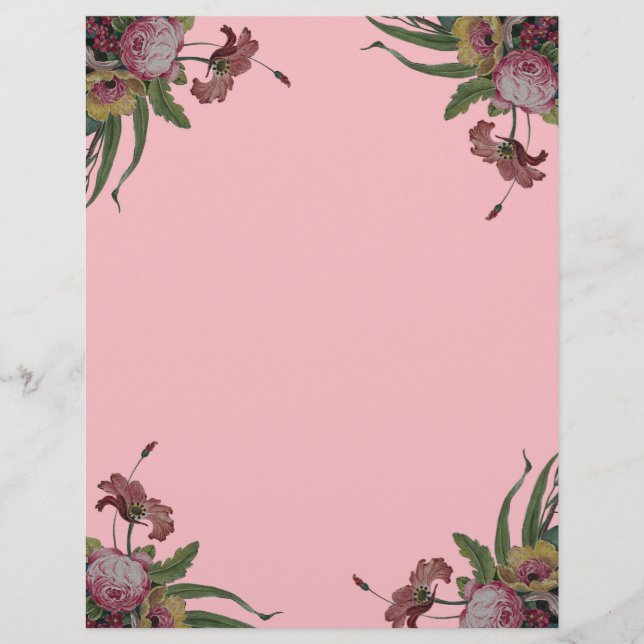 Ouderwetse Rozen op Roze Achtergrond (Voorkant)