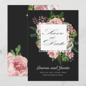 Ouderwetse rozen romantische save the date kaart (Voorkant / Achterkant)