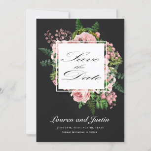 Ouderwetse rozen romantische save the date kaart
