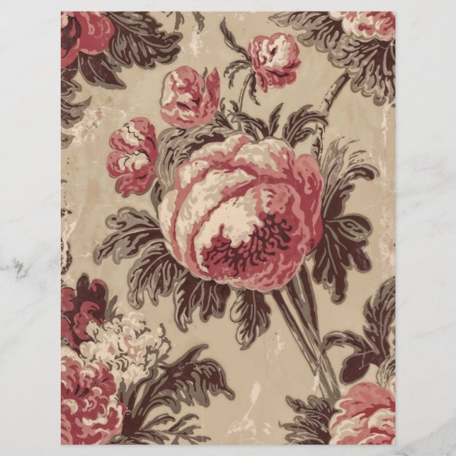 Ouderwetse rozen shabby chic scrapbookpapier (Voorkant)