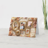 Ouderwetse rozenlijsten met zachte gouden bloemen  kaart (Voorkant)