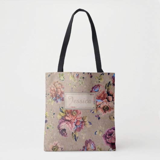 Ouderwetse Rustieke Bloem Persoonlijk Tote Bag (Voorkant)