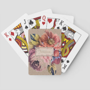 Ouderwetse Rustieke Bloemstuk Gepersonaliseerd Pokerkaarten