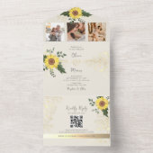 Ouderwetse Rustieke Boho Zonnebloem Bruiloft All In One Uitnodiging (Binnen)