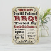 Ouderwetse rustieke Country BBQ Barbeque Party Kaart (Staand voorkant)