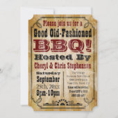 Ouderwetse rustieke Country BBQ Barbeque Party Kaart (Voorkant)
