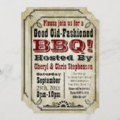 Ouderwetse rustieke Country BBQ Barbeque Party Kaart (Voorkant / Achterkant)