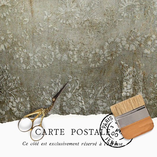 Ouderwetse Rustieke Crème Kanten Textuur Decoupage Tissuepapier