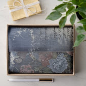 Ouderwetse Rustieke Denim Bloemrijke Script Decoup Tissuepapier (Geschenk)