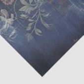 Ouderwetse Rustieke Denim Bloemrijke Script Decoup Tissuepapier (Detail)