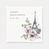 Ouderwetse Rustieke Eiffeltoren Bloemige Bruidsdou Servet (Voorkant)