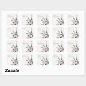 Ouderwetse Rustieke Eiffeltoren Bloemrijke Bruidsd Vierkante Sticker (Vel)