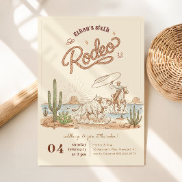 Ouderwetse Rustieke Gingham Cowboy Rodeo 6e Verjaa Kaart