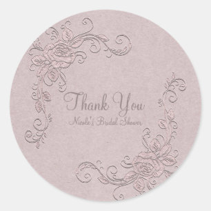 Ouderwetse Rustieke Glamour Elegante Roze Trouwgun Ronde Sticker