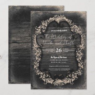 Ouderwetse Rustieke Hout & Baby's Breath Uitnodigi Kaart