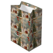 Ouderwetse Rustieke Kerstvakantie Medium Cadeauzakje (Voorkant Gekanteld)