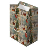 Ouderwetse Rustieke Kerstvakantie Medium Cadeauzakje (Achterkant Gekanteld)