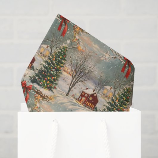 Ouderwetse Rustieke Kerstvakantie Tissuepapier (Cadeauzakje)