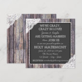 Ouderwetse rustieke krijtbord bruiloft kaart (Voorkant / Achterkant)