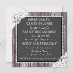 Ouderwetse rustieke krijtbord bruiloft kaart