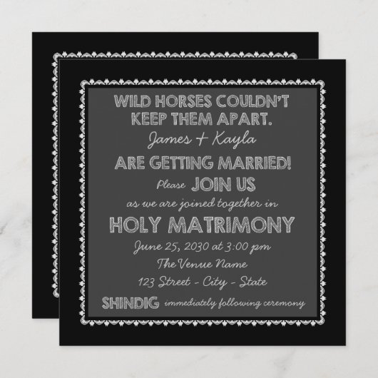 Ouderwetse rustieke land krijtbord bruiloft kaart (Voorkant / Achterkant)